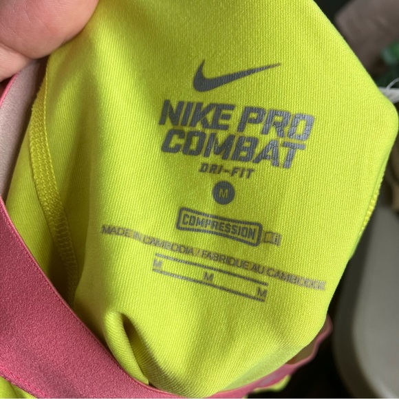 Nike Pro Combat Dri-fit compression shorts yellow pink white womens size medium - Picture 7 of 7